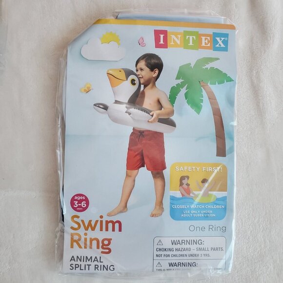 INTEX Penguin Animals Split Ring Swim Pool Float Tube‎ Age 3-6 Summer Beach - Picture 1 of 1